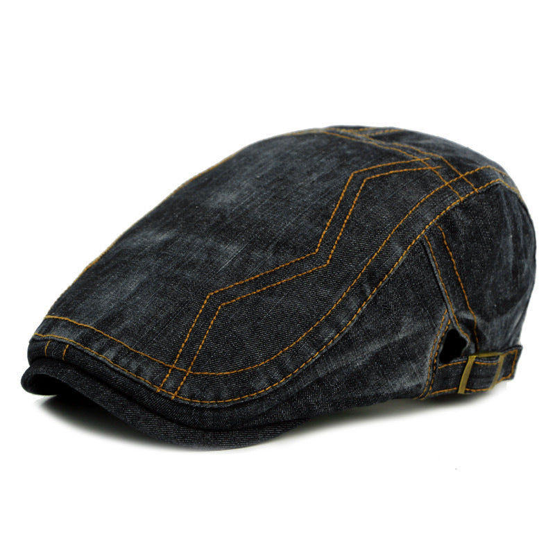 Casquette Plate en Denim Structuré