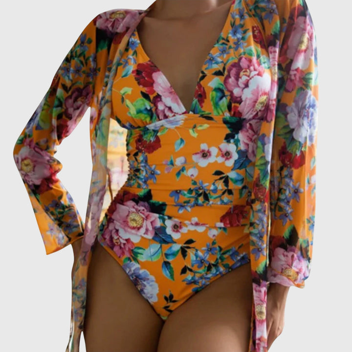 Linnea | Floral One-Piece & Cover-Up Kimono Set