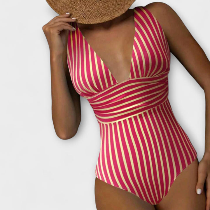 Riviera | Striped V-Neck Swimsuit