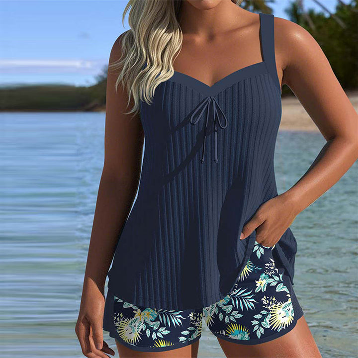 Blythe | Belly-Covering Navy Tankini Set