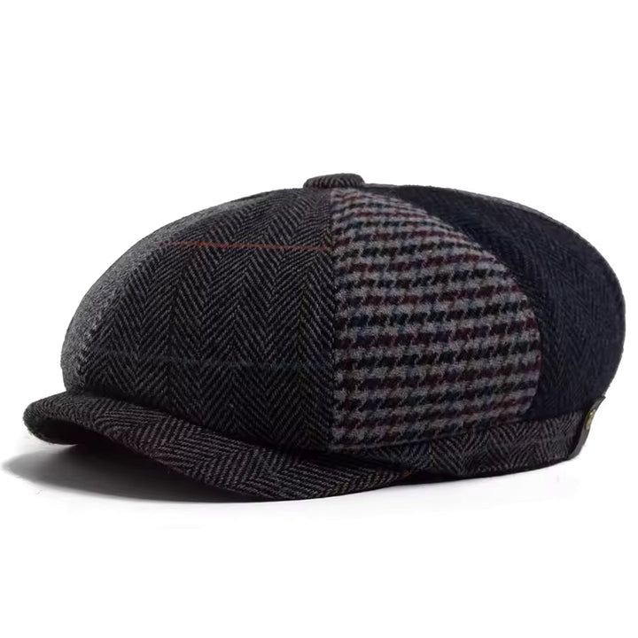 Casquette Plate en Patchwork de Laine Authentique