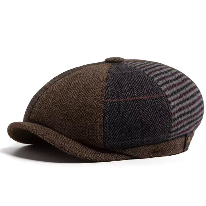Casquette Plate en Patchwork de Laine Authentique