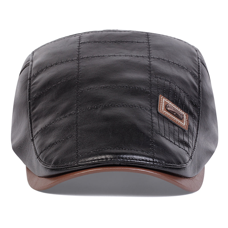 Casquette en cuir matelassé