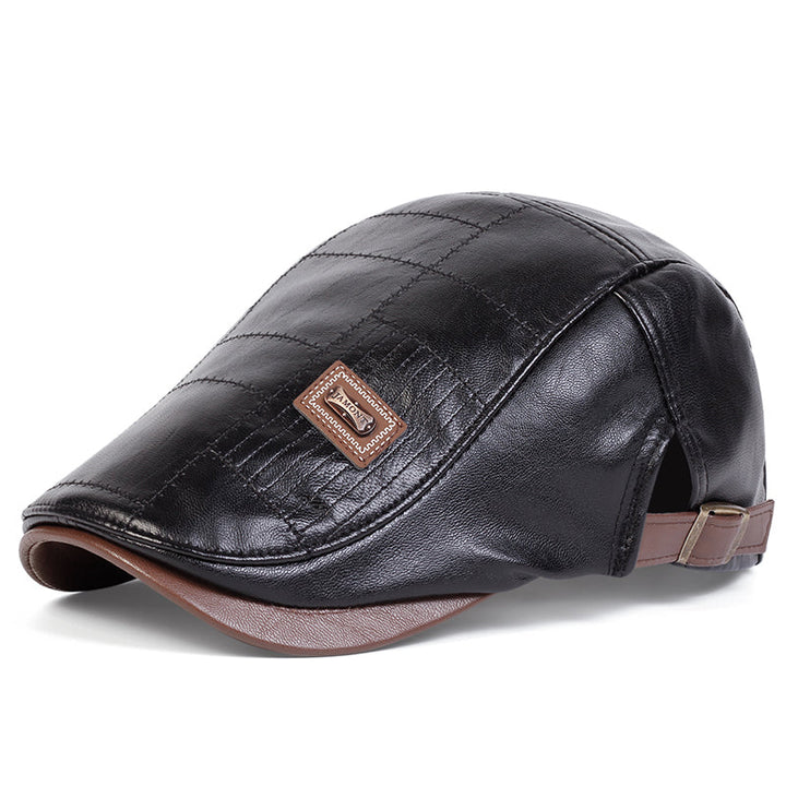 Casquette en cuir matelassé