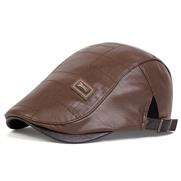Casquette en cuir matelassé