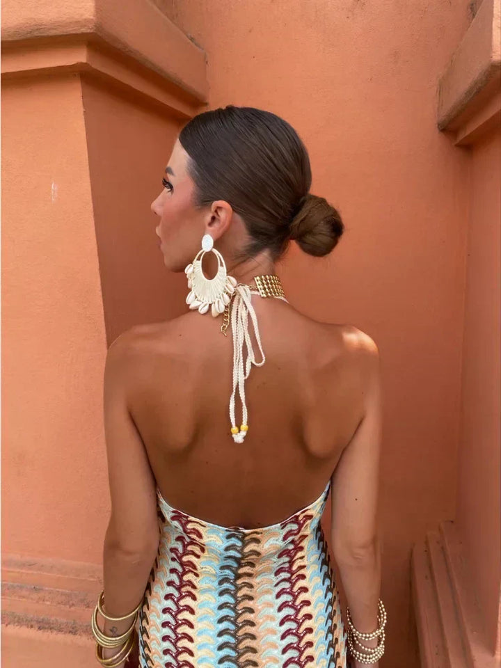 Backless V-Neck Maxi Dress