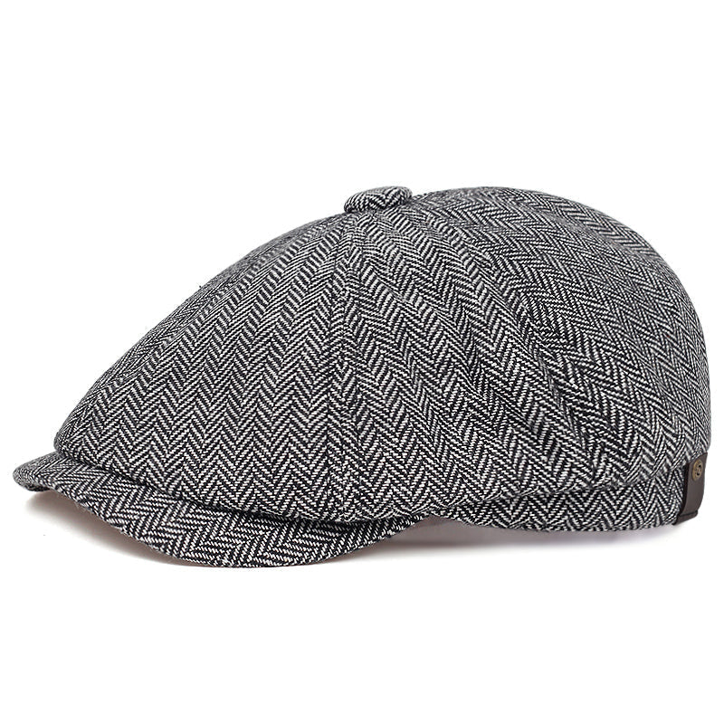 Casquette Plate en Laine Marron Classique