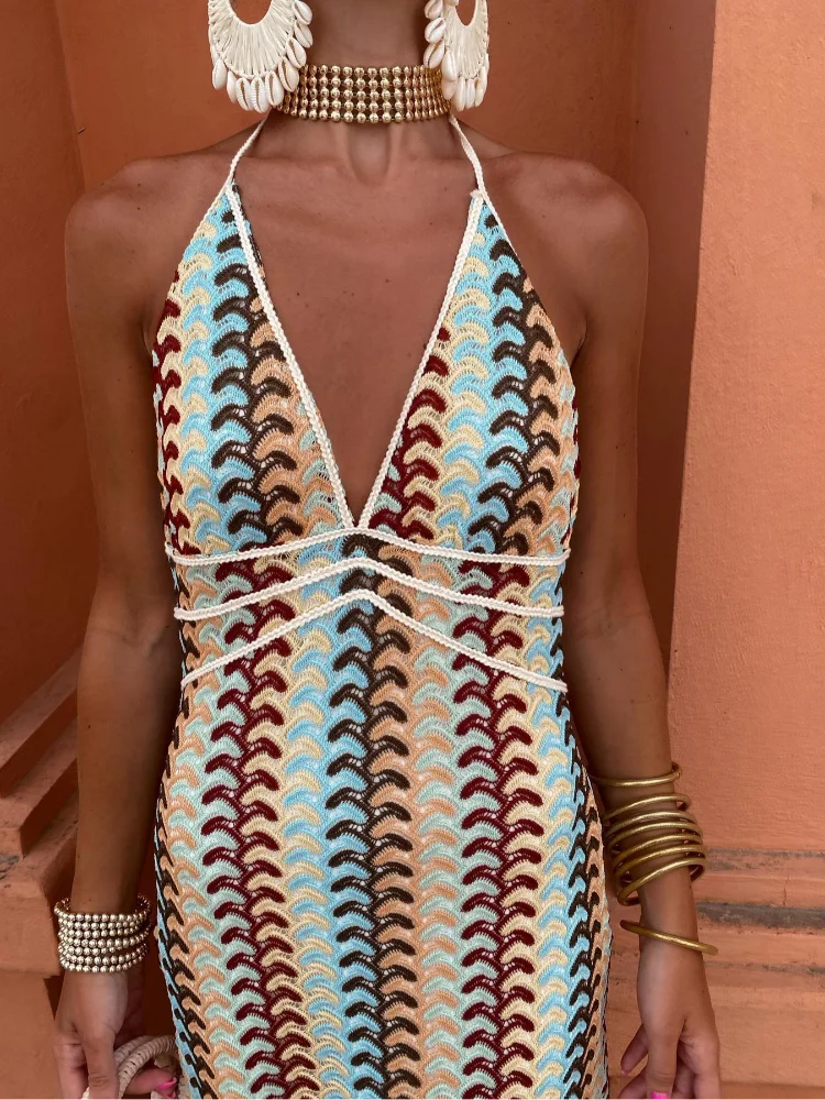 Backless V-Neck Maxi Dress