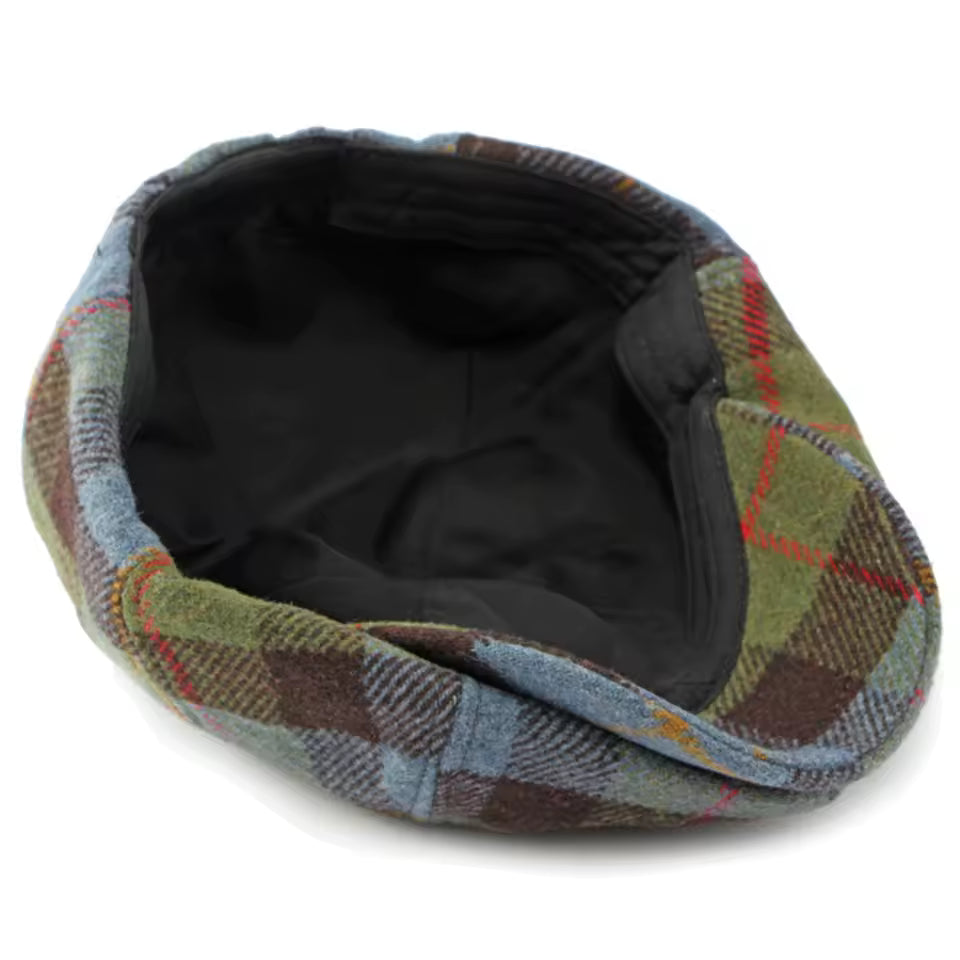 Casquette Plate à Carreaux en Laine Chaude