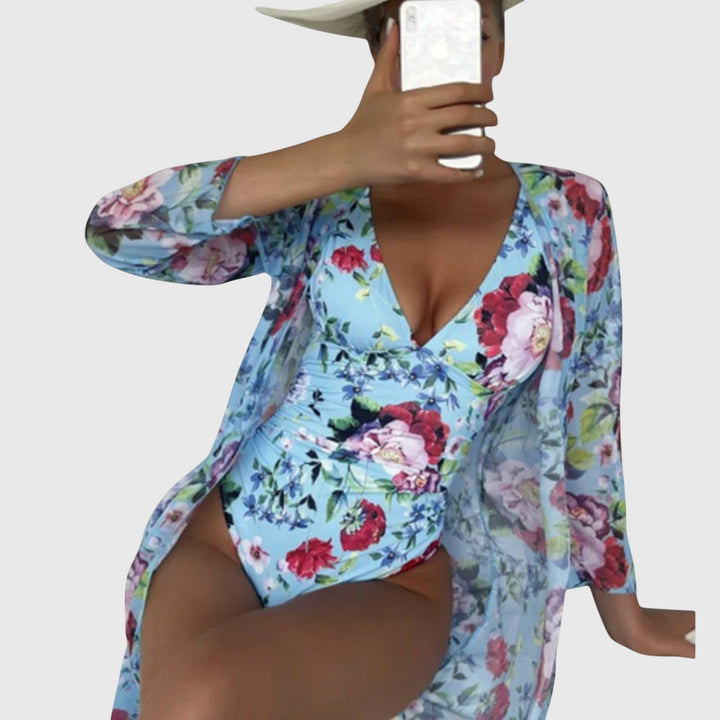 Linnea | Floral One-Piece & Cover-Up Kimono Set