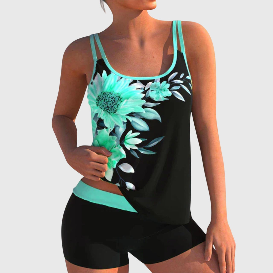 Alice | Floral Tankini & Shorts Swim Set
