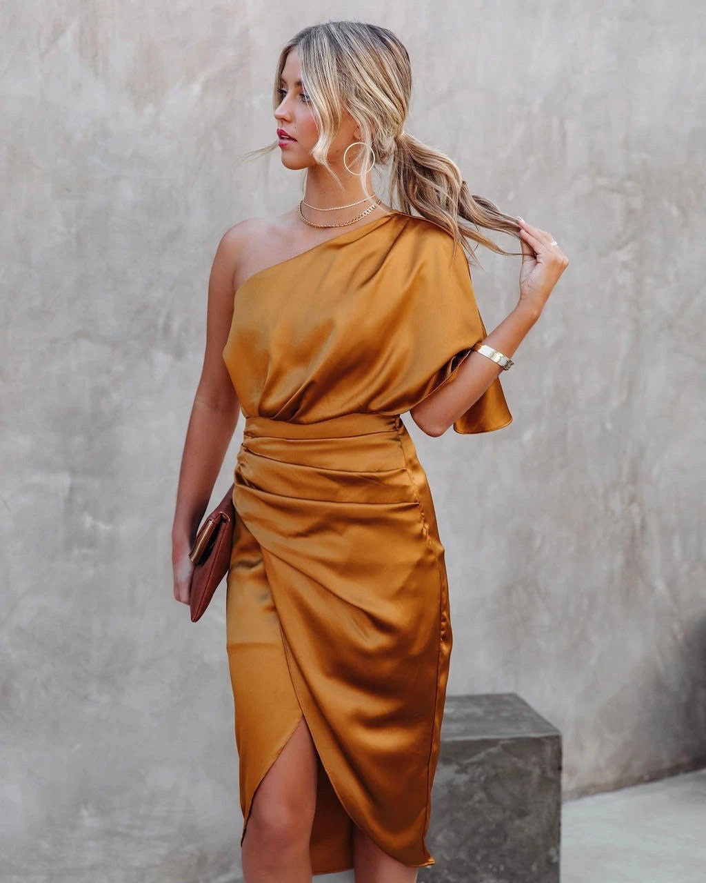 Elegant Satin Midi Dress