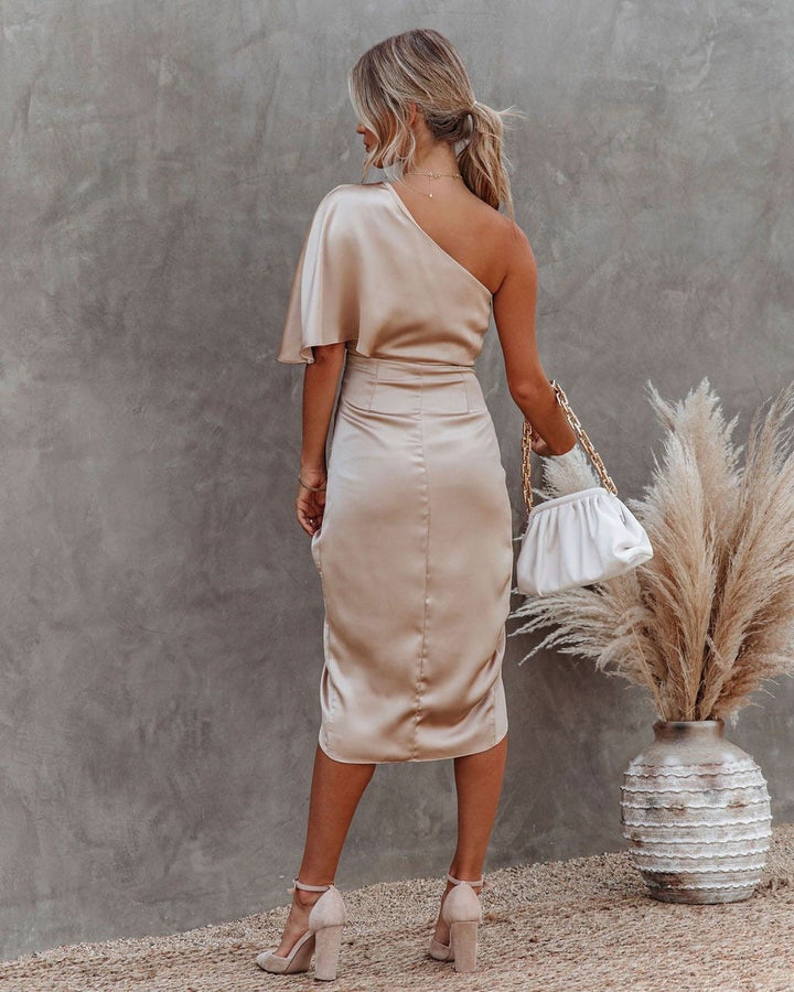 Elegant Satin Midi Dress