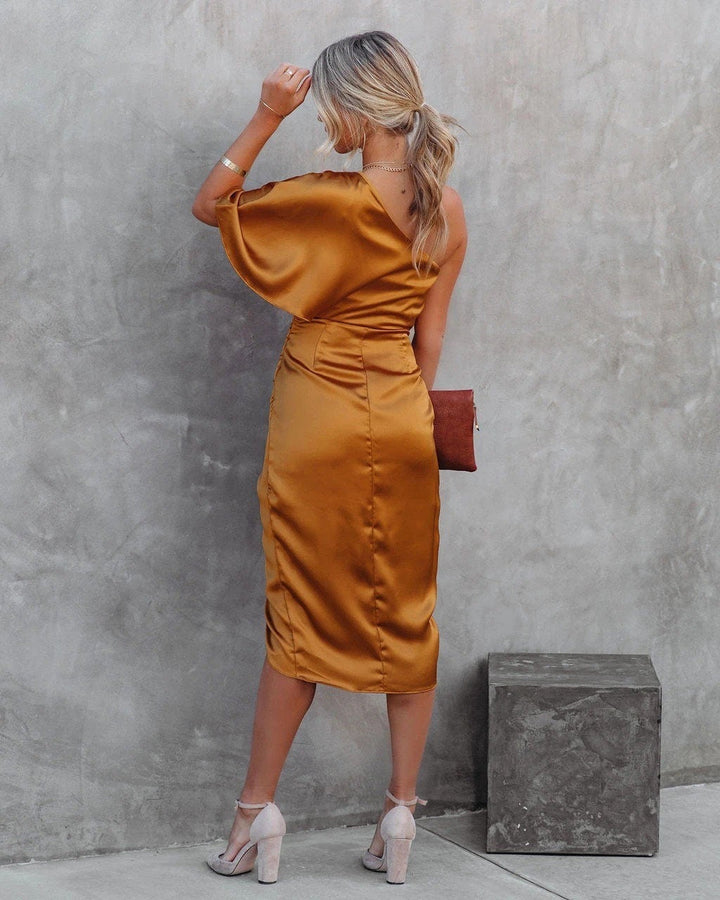 Elegant Satin Midi Dress